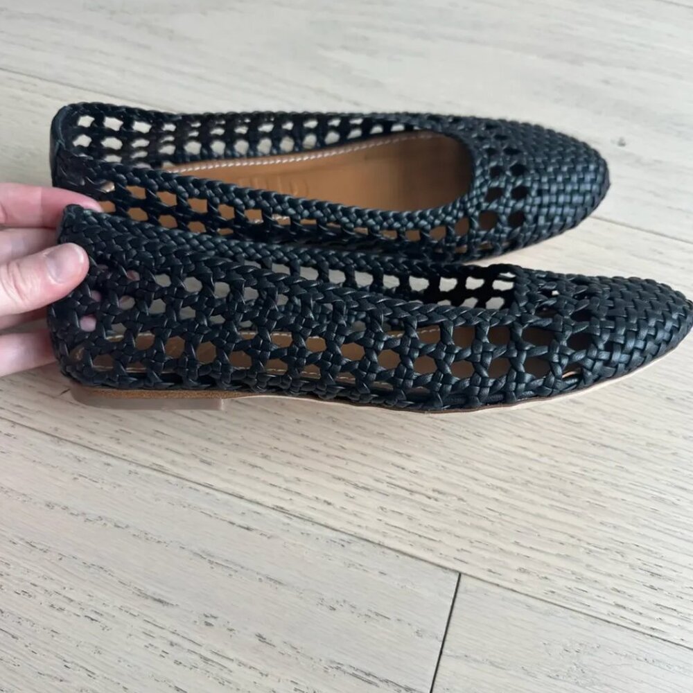 Staud Nell woven leather ballet flats in Black - Picture 3 of 4